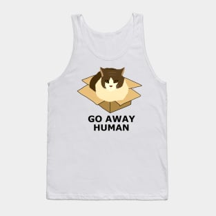 Go Away Human Funny Cat in a Box Tank Top